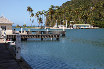The Quay and "Spit"  -  "Hurricane Hole" at Marigot Bay, St. Luc