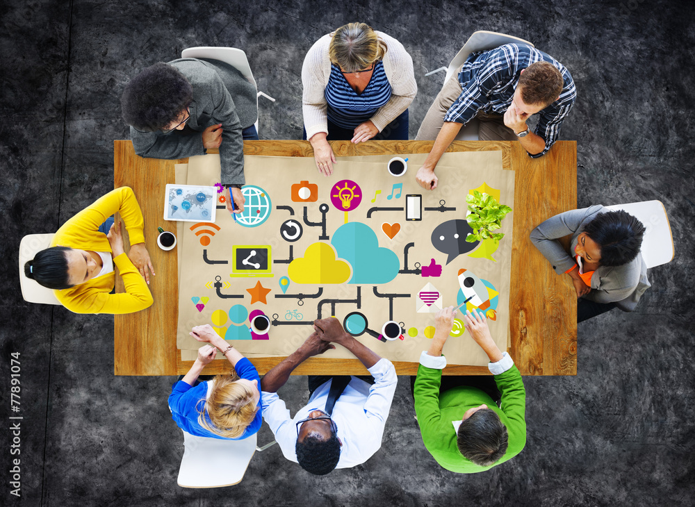 Poster social media social networking connection data storage concept