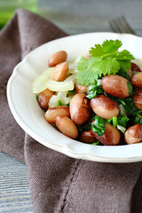 Tasty beans with onion and cilantro
