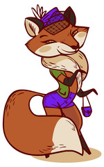 Funny cartoon vector fox