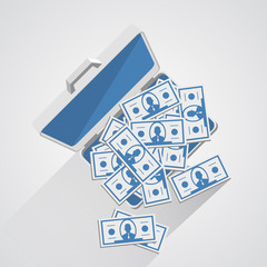 Case with money. Vector