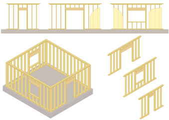 Vector of wood frame construction