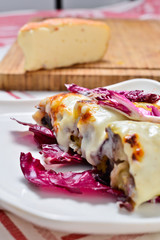 Cannelloni with radicchio and Taleggio cheese fondue