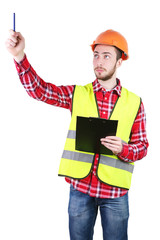Male construction worker. Skilled Worker Engineer. Isolated
