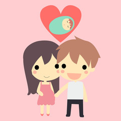 cute couple and baby.