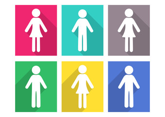 Man and woman flat icons