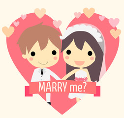 cute couple widding.vector