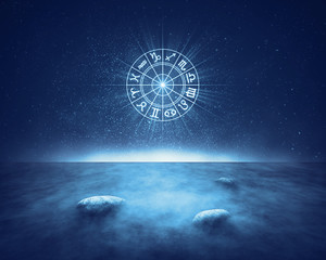 Zodiac signs horoscope landscape - obrazy, fototapety, plakaty