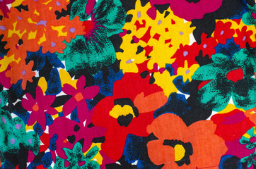 Big floral pattern on fabric.All colors flowers print background