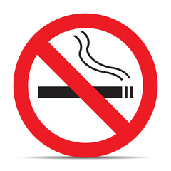 No smoking icon with shadow on white background vector