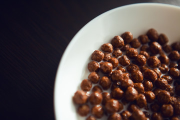 Granola. Corn balls with milk. Dietary food. 