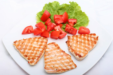 grilled meat with tomatoes