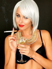 Beautiful Young Woman Smoking