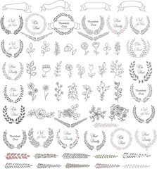 Набор свадебных графических SET- венок, цветы, лавр, ленты