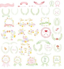 Набор свадебных графических SET- венок, цветы, стрелы, сердца