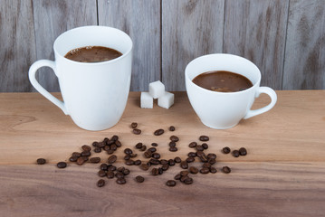 Two cups of coffee on the table
