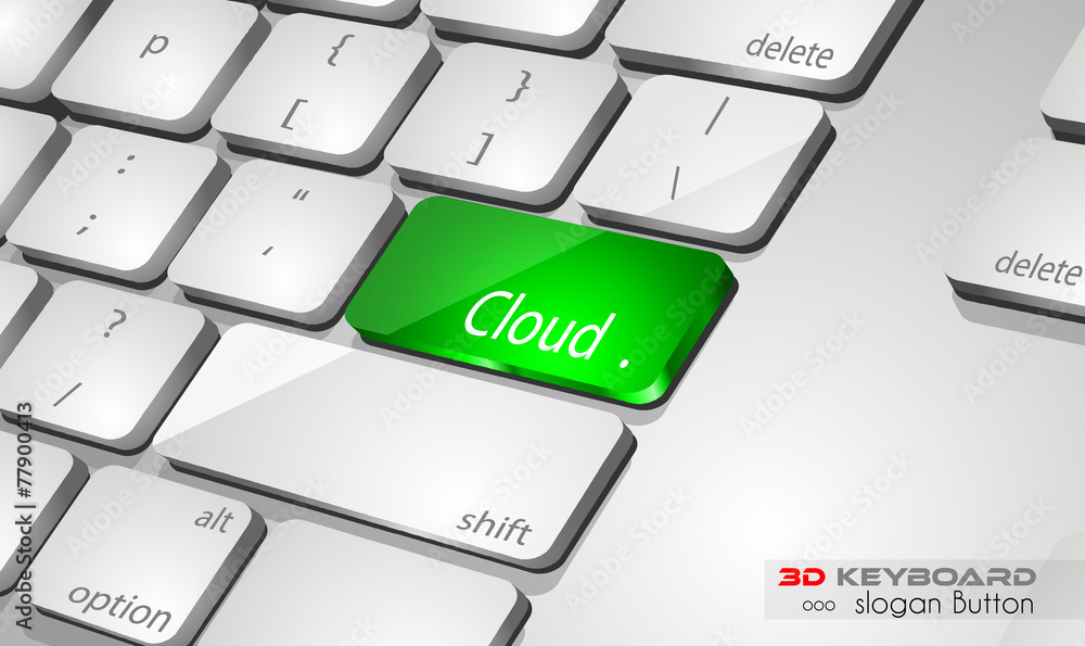Poster cloud computing concept 3d real look keybord