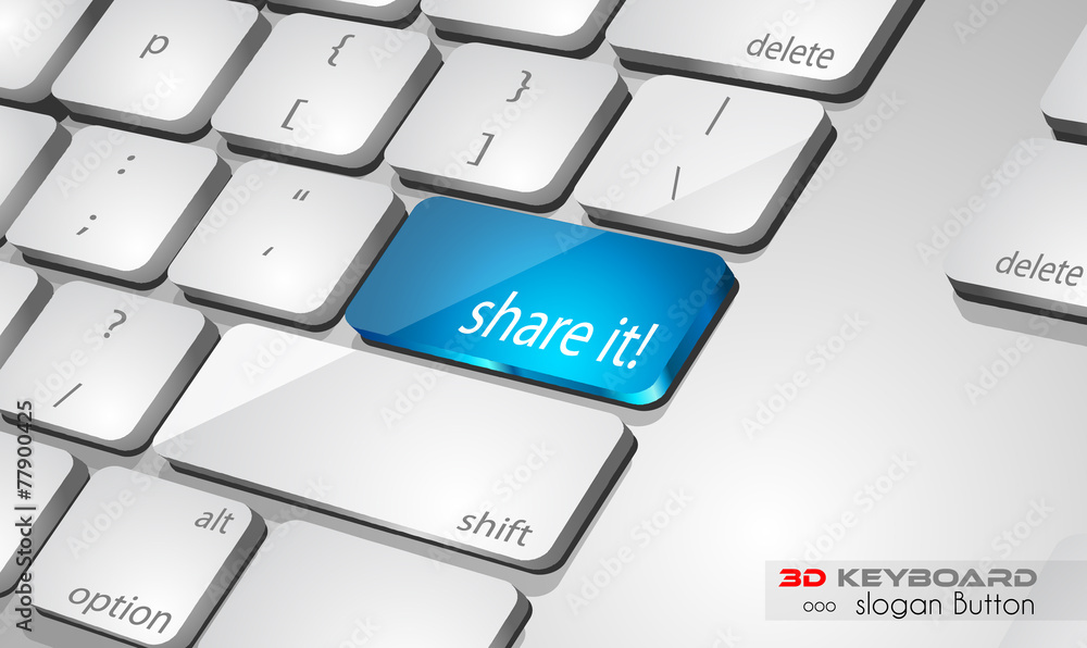 Poster Cloud computing Concept 3D real look keybord