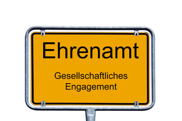 Schild mit dem Wort Ehrenamt