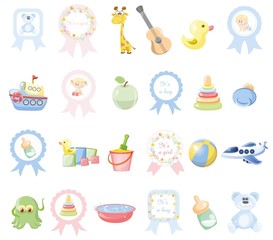 Векторная иллюстрация аксессуаров малыша