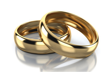 Pair of golden ring isolated on white background