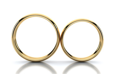 Pair of golden ring isolated on white background