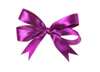 Magenta (purple)fabric ribbon and bow. isolated