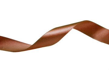 Brown ribbon. Isolated on the white background