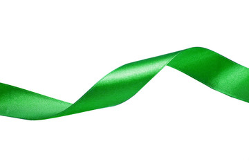 Green ribbon isolated on white background