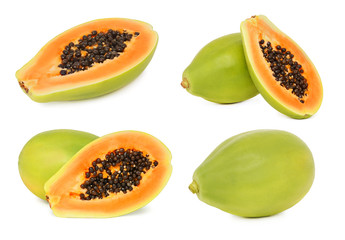 Set ripe papaya (isolated)