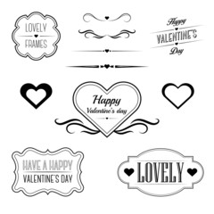Set of decorative frames related to love and Valentine's day