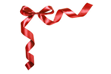 red ribbon with a bow. Isolated on white background