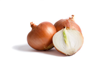 Onions over white background