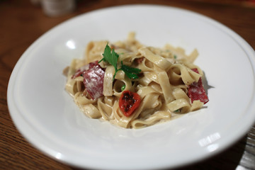 Fettuccine with vegetables