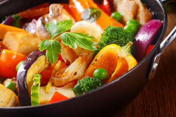 Herbs on Top of Healthy Cooked Main Dish