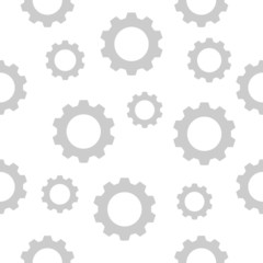 Seamless gear  pattern - grey gears on white. Vector