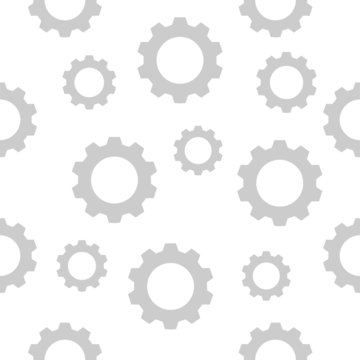 Seamless gear  pattern - grey gears on white. Vector