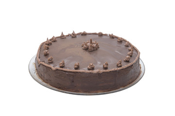 Chocolate cake isolated on a white background