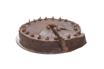 Chocolate cake isolated on a white background