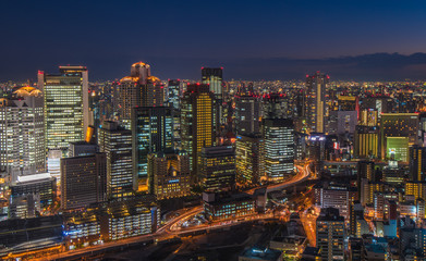 Fototapeta na wymiar Osaka night skyline
