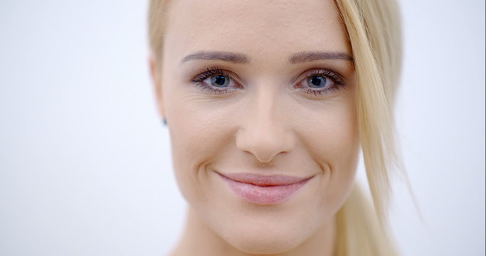 Close up Smiling Face of Pretty Blond Female