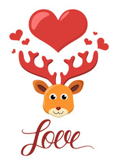 Deer in love vector illustration.