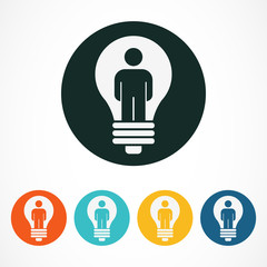 Abstract logo design template. Light bulb with man, business, so