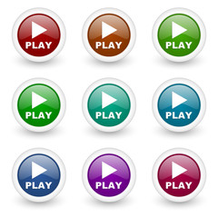 play web icons vector set