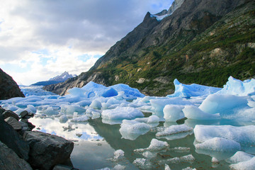 Glacier in Torres del Paine National Park in Patagonia, Chile