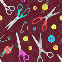 Retro seamless pattern with sewing accessories