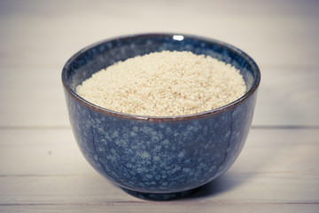 couscous on wooden kitchen table