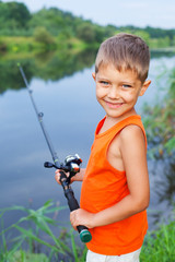 Boy fishing.