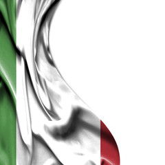Fototapeta premium Italy waving satin flag isolated on white background