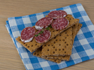 Crispbread with salami